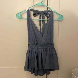 Express dusty blue halter top